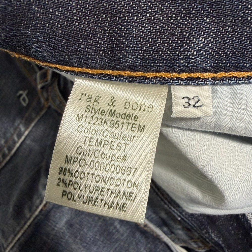 Rag & Bone Fit 2 Slim Jeans Mens 32x32 Skinny Slim Dark Blue Denim Button Fly - Picture 8 of 12